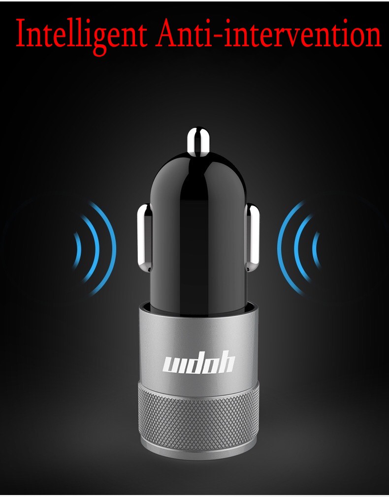 Quick Charger Double USB Car Charger Sixfold Protection with CE FCC RoHS Authentication