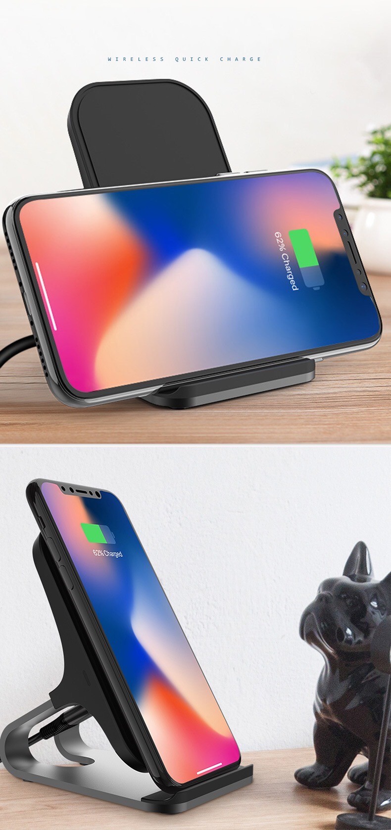 Wireless Quick Charger 9V Fast Charging for iPhone Huawei Samsung etc.