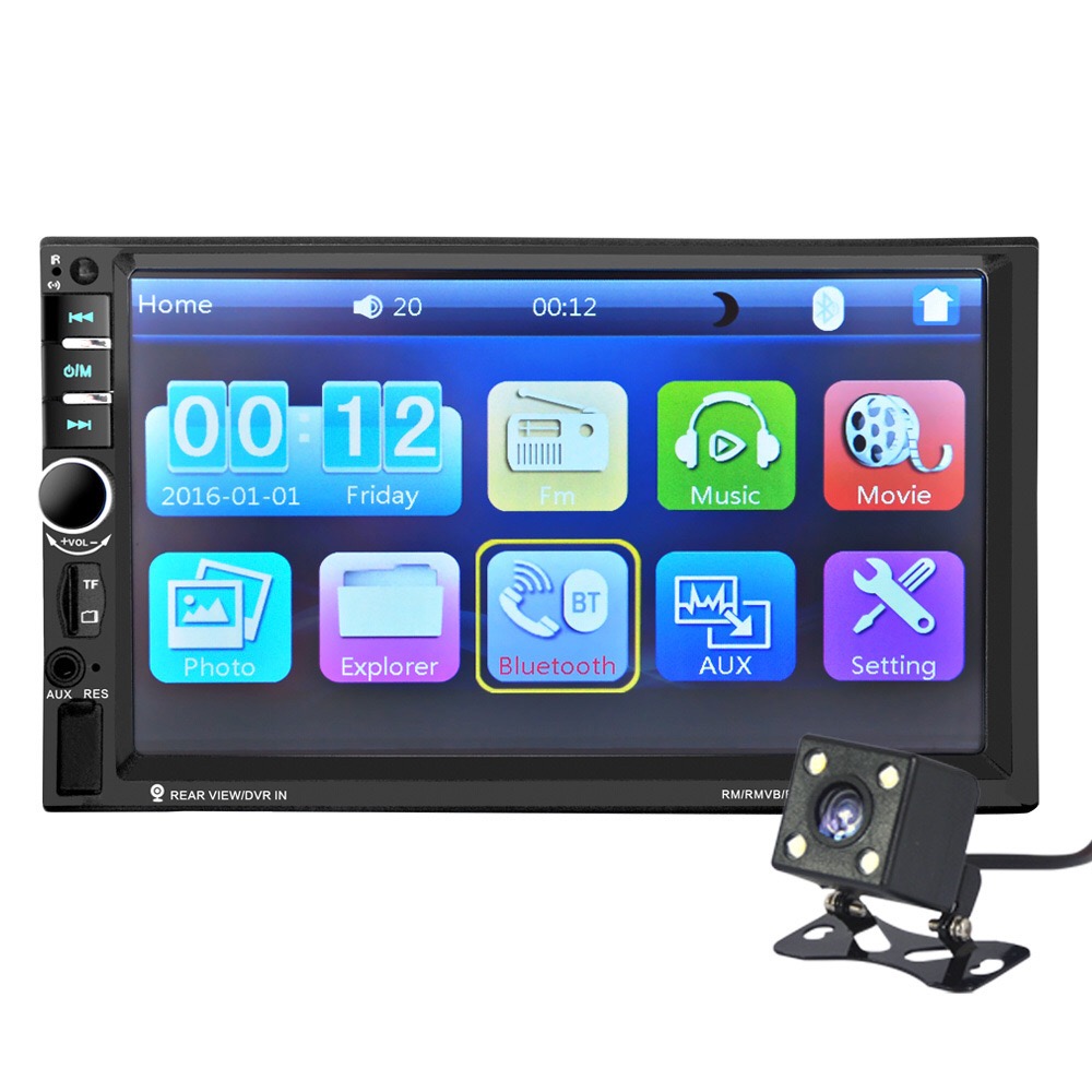 Car steering wheel control central mainboard 7inch touch screen mp5 mirror reversing monitor 1080P