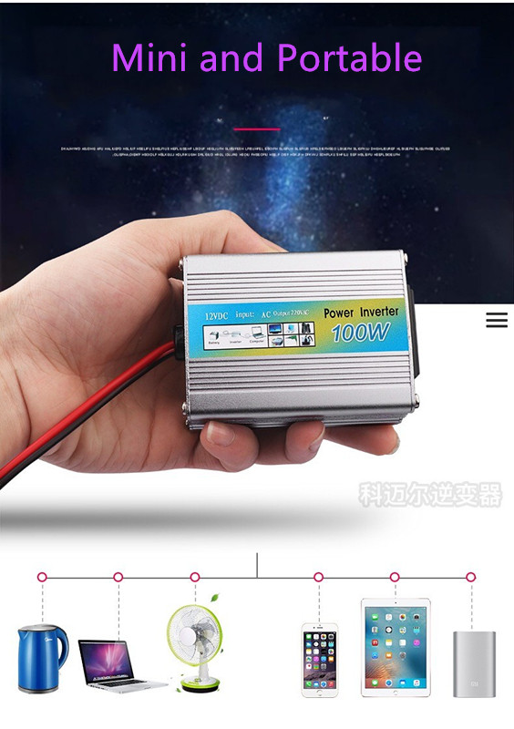 CCC certificate 12V to 220V  car auto power inverter adaptor  converter usb charger 100w 150w