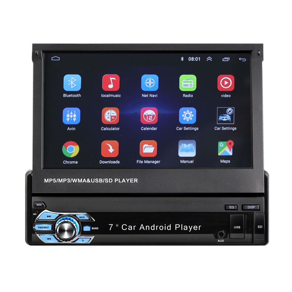 Retractable central mainboard 7 inch screen android car navigation steering wheel control