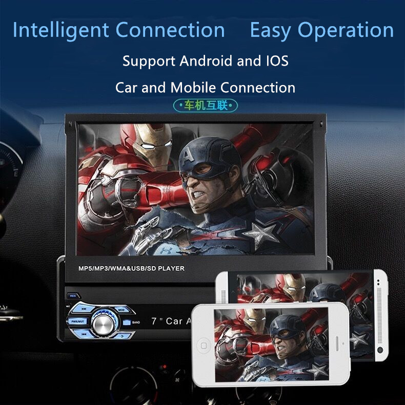 Retractable central mainboard 7 inch screen android car navigation steering wheel control