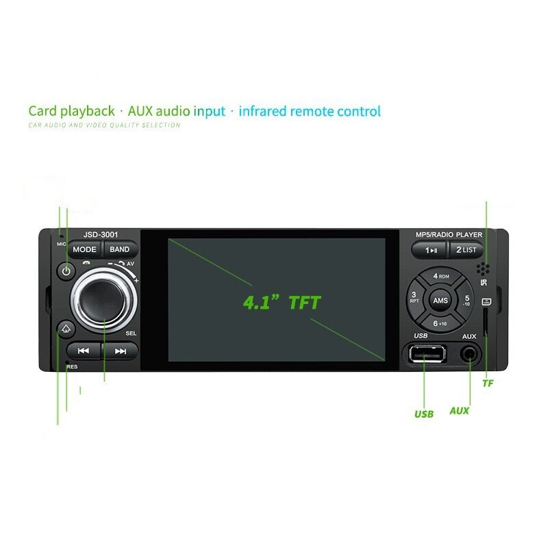 Car 4.1 inches captive touch screen U disk card plug  bluetooth MP5 player
