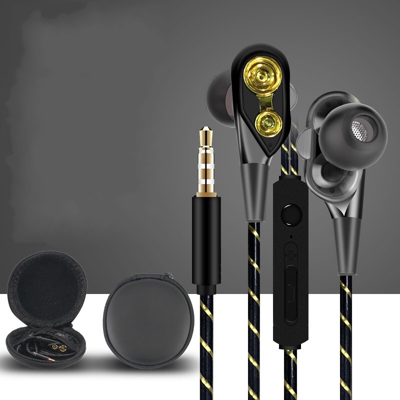 Portable bag earphones with case heavy bass earbuds for phones