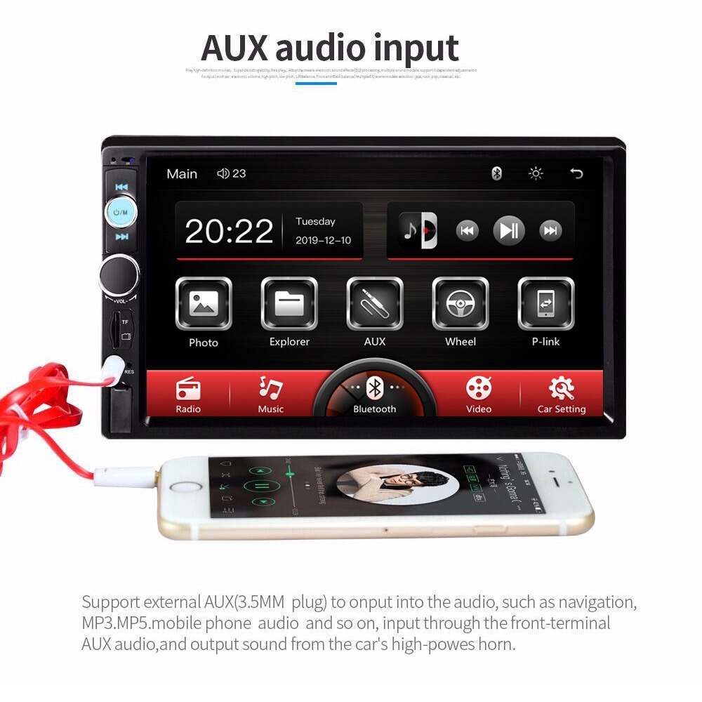 Car steering wheel control central mainboard 7inch touch screen mp5 mirror reversing monitor 1080P