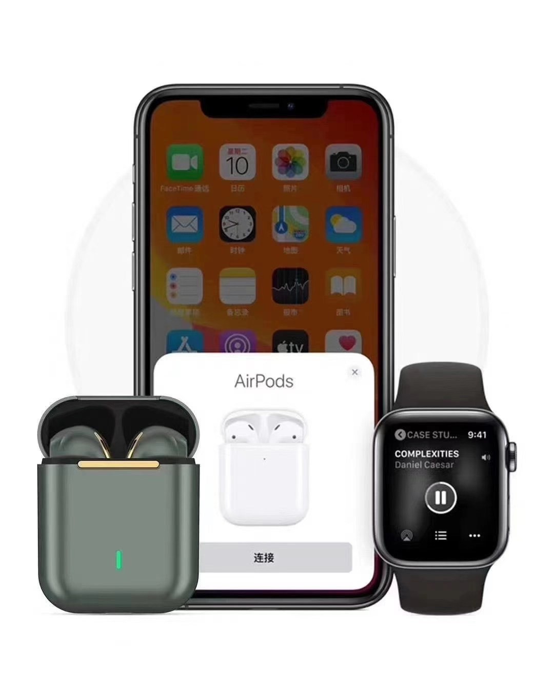 Noice cancelling big battery earphones hall switch inpods finger print operation airpods TWS J18