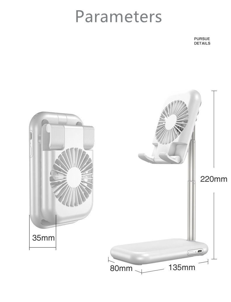 Foldable fan mobile phone ipad bracket usb portable fan hands free stand