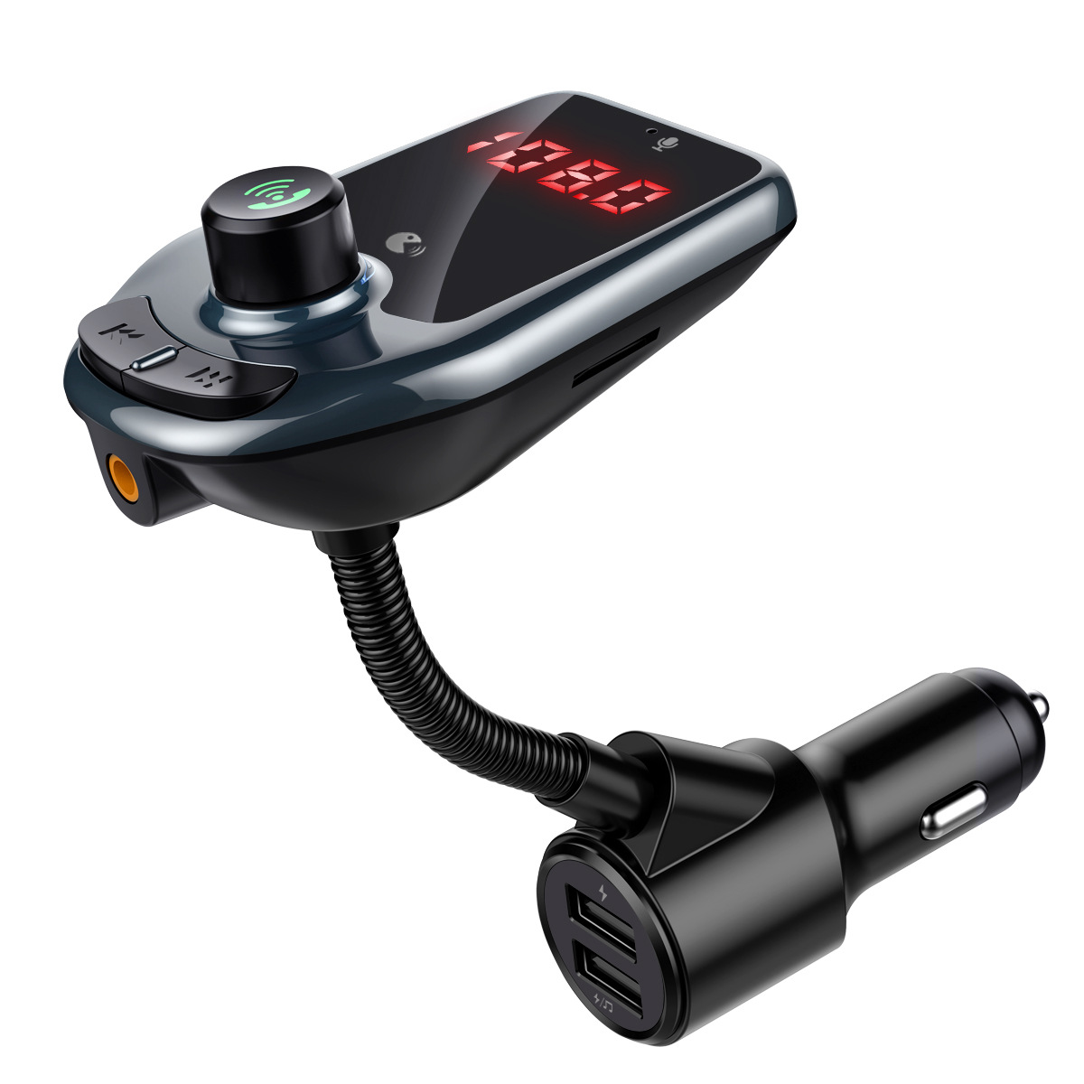 D5 Big Led FM Transmitter Radio MP3 Player Bluetooth Audio Frequency Car Dual USB Quick Charger