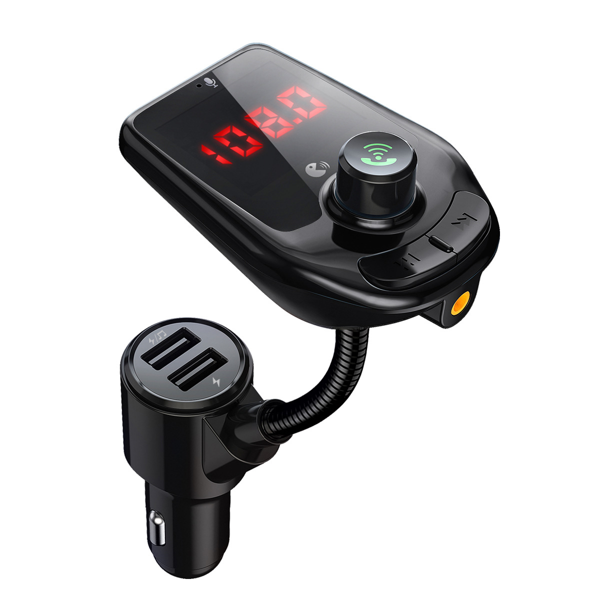 D5 Big Led FM Transmitter Radio MP3 Player Bluetooth Audio Frequency Car Dual USB Quick Charger