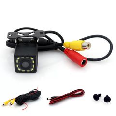HD reversing car monitor camera CCD night vision rear view backup surveillance rear camera for car Black 12led+bracket+6m extension cable+1m power wire