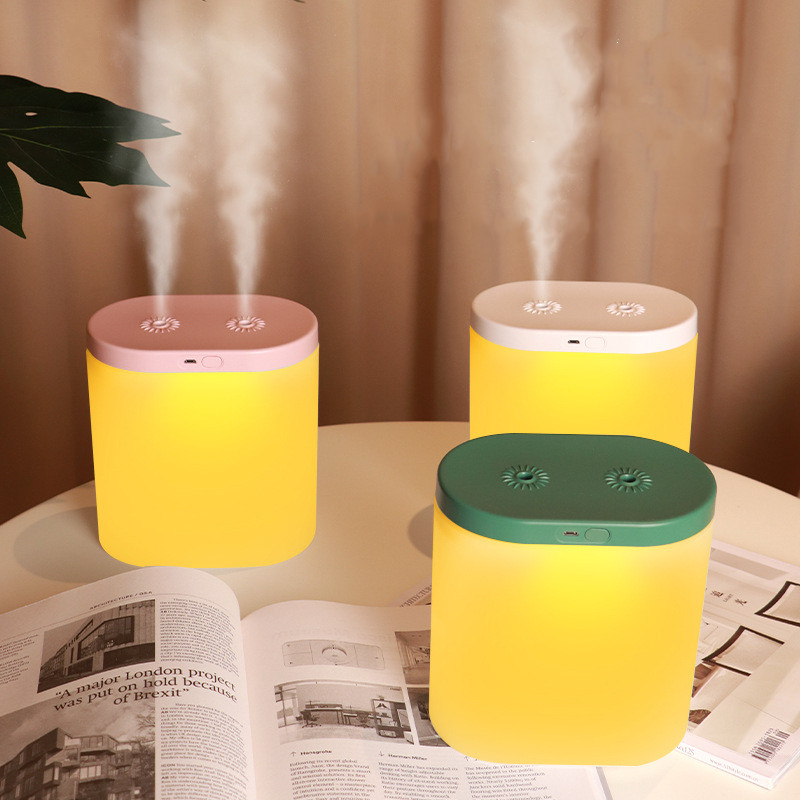 Office mist maker refresher 2L big capacity warm light dual diffuser usb mute home LED night light air humidifier