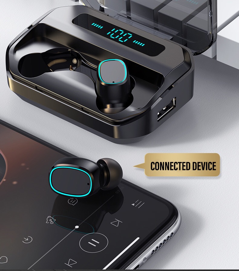 Long battery life charging cabinet sports tws earphones true wireless stereo led display earbuds for smart phones