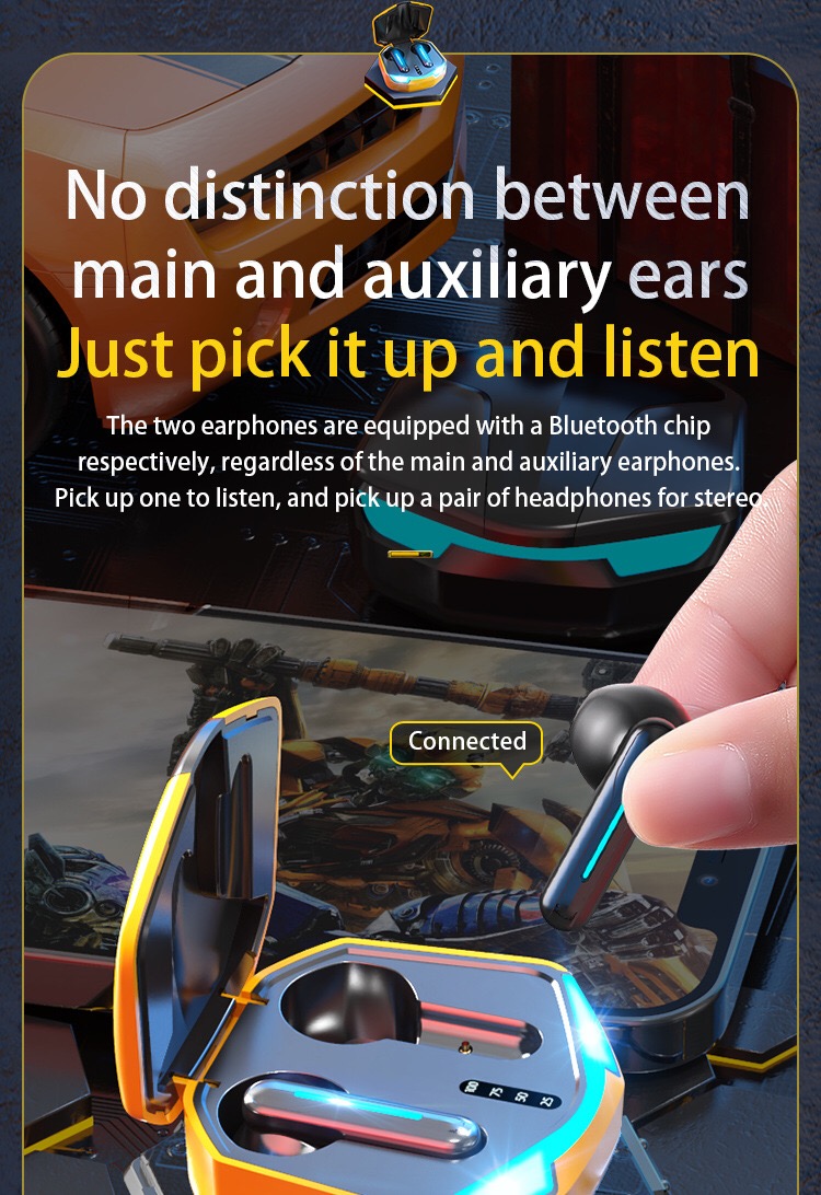 Gaming finger print touch digital display earbuds tws ture wireless bluetooth 5.0 earphones sports touch twins one touch control inpods