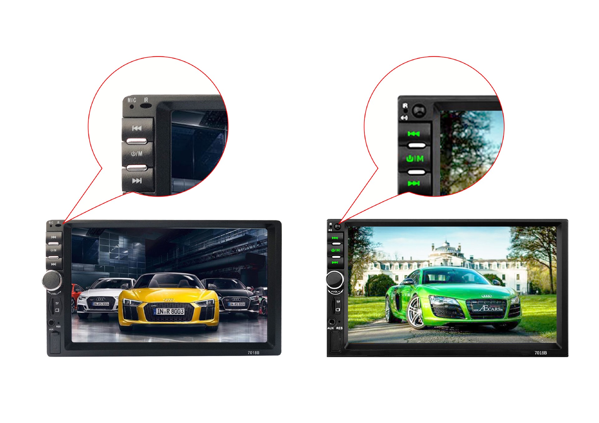 Car steering wheel control central mainboard 7inch touch screen mp5 mirror reversing monitor 1080P (if you need camera, please choose mp5+camera choice))