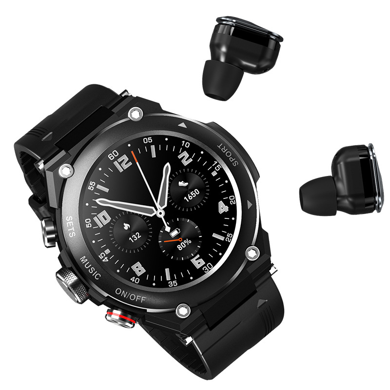 Waterproof TWS Sports Earbuds Smart Watch 2 in 1 Heart Rate Bluetooth Call MP3 Music Smart Bracelet