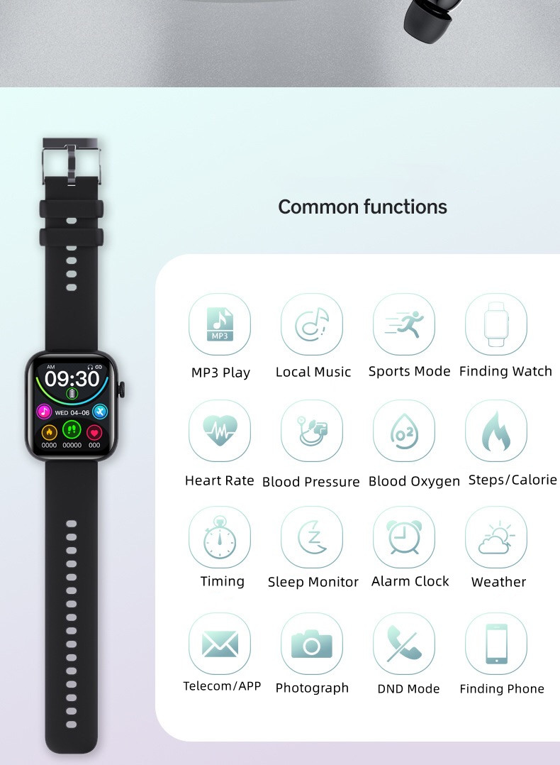 Waterproof TWS Sports Earbuds Smart Watch 2 in 1 Heart Rate Bluetooth Call MP3 Music Smart Bracelet