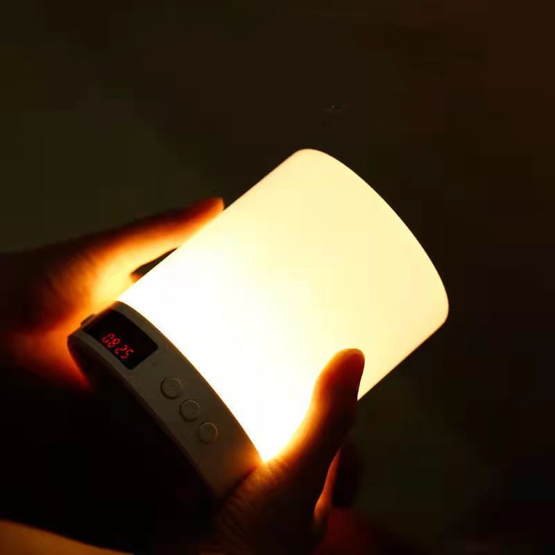 Portable intelligent AI wireless Bluetooth speaker clapping light lamp heavy bass tf card seven color music  audio speaker