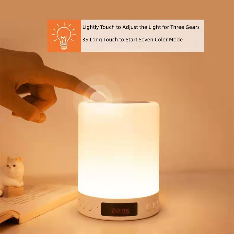Portable intelligent AI wireless Bluetooth speaker clapping light lamp heavy bass tf card seven color music  audio speaker