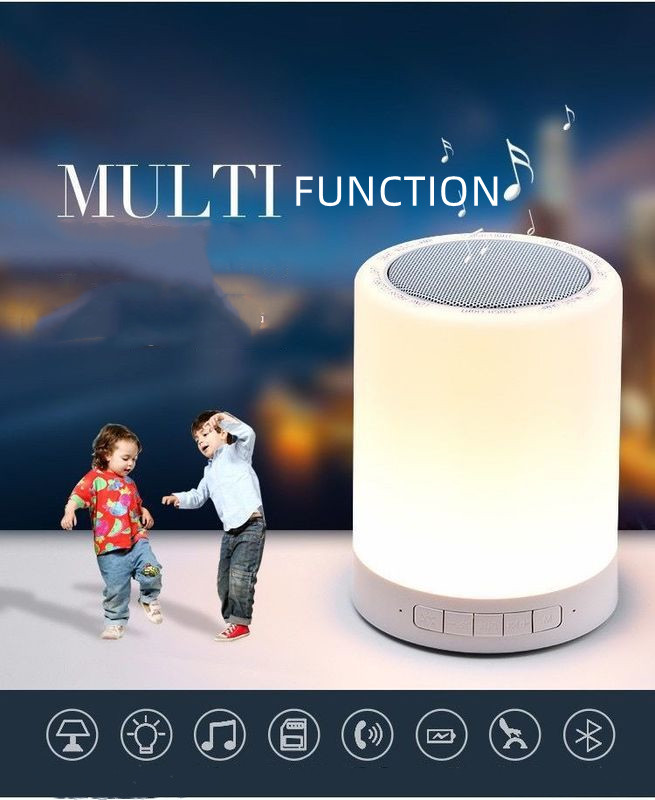 Portable intelligent AI wireless Bluetooth speaker clapping light lamp heavy bass tf card seven color music  audio speaker