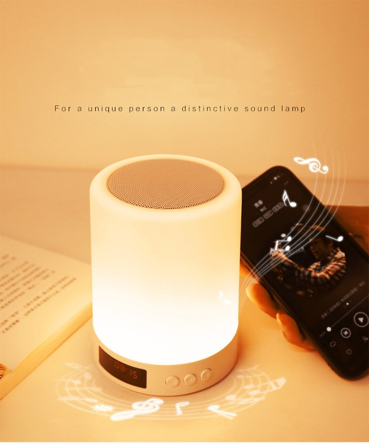 Portable intelligent AI wireless Bluetooth speaker clapping light lamp heavy bass tf card seven color music  audio speaker