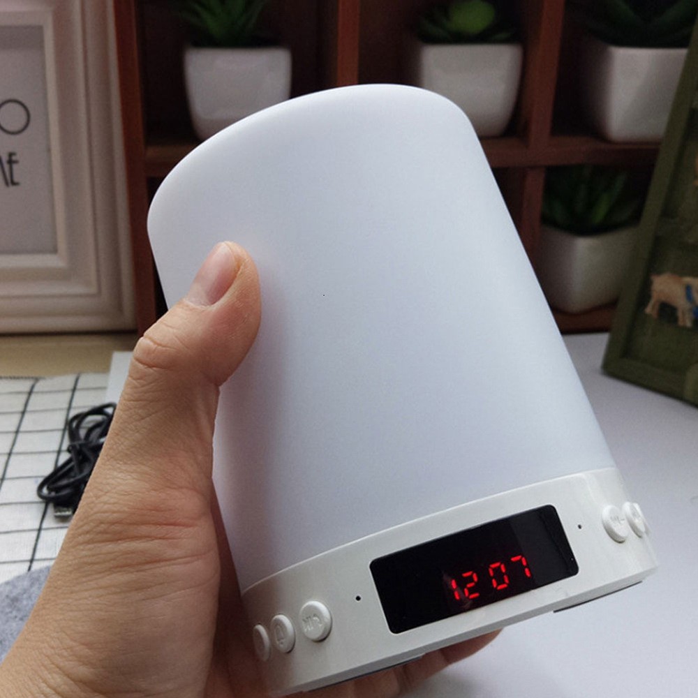 Portable intelligent AI wireless Bluetooth speaker clapping light lamp heavy bass tf card seven color music  audio speaker