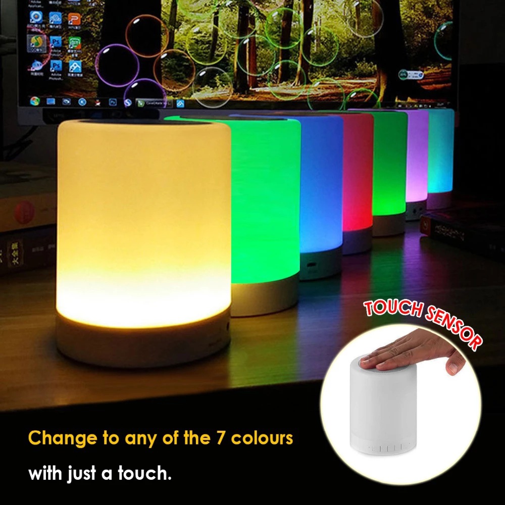 Portable intelligent AI wireless Bluetooth speaker clapping light lamp heavy bass tf card seven color music  audio speaker