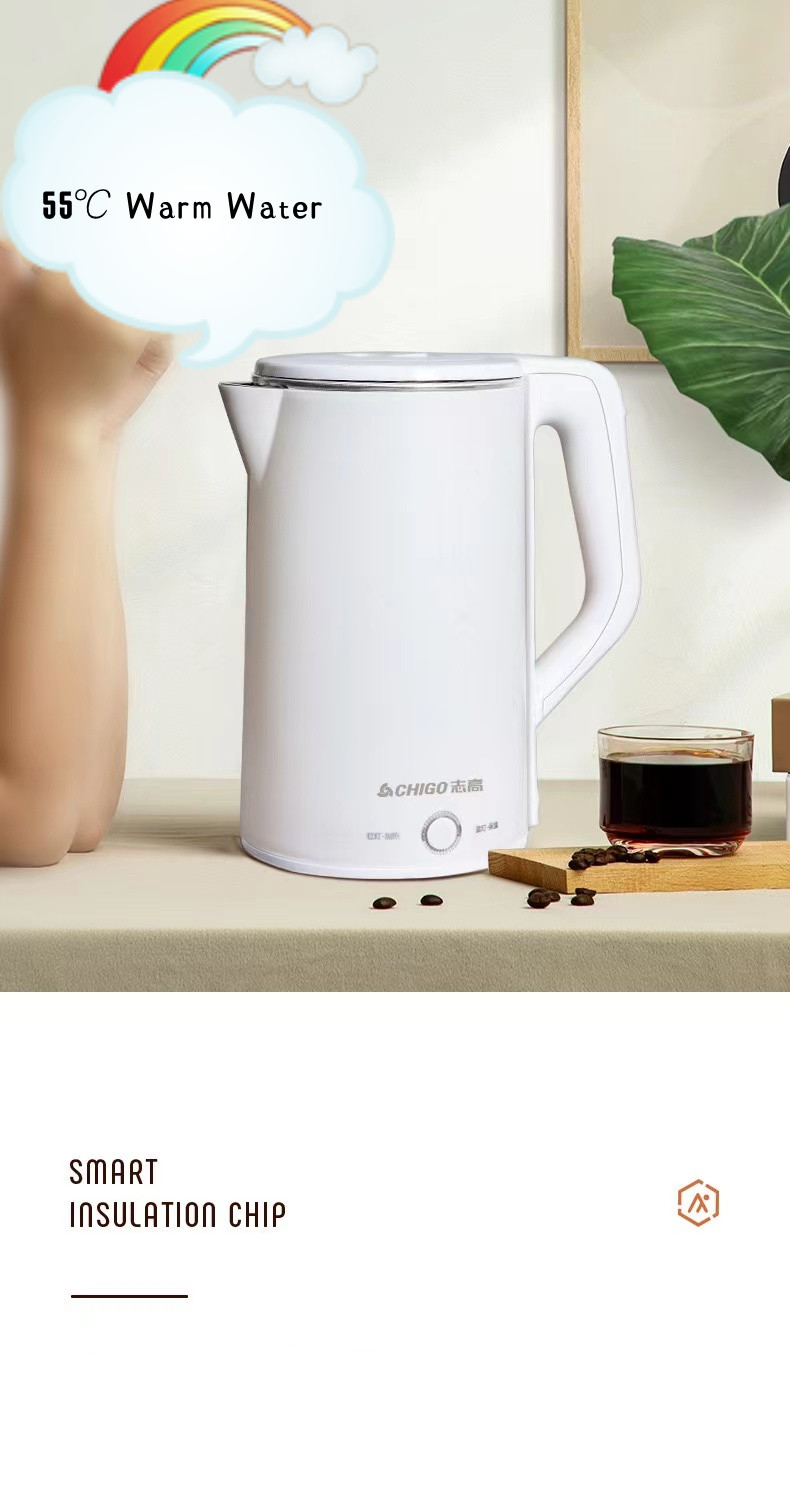 Household Appliance 55℃ Intelligent Constant Temperature Big Capacity 2L Water Container Automatic  Boiling Water 100℃ Stainless Steel Electric Kettle American Standard