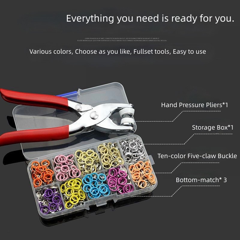 Mommy Tools Bag Buckle Installation Tool Metal Concealed Buckle Ten Color Fiveclaw Buckle Multiple Use Hand Pressure Piler for Baby Crawling Clothes Accessories