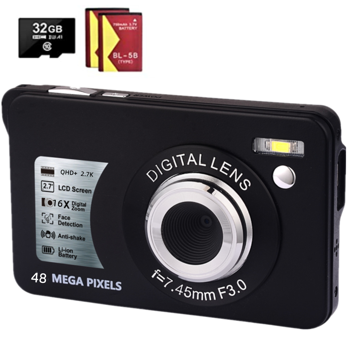 2.7 Inches LCD HD Digital Digital Camera Mini Video Camera 48MP Optical Digital Anti-Shake Camera