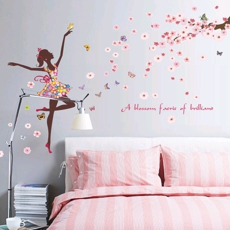Romantic Flower Fairy Girl Bedroom Wall Sticker Bedroom Living Room Tv Wall Sticker As The Picture 90 60cm