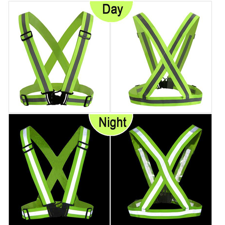 High Visibility Outdoor Cycling Safety Vest Bike Ribbon Bicycle Reflecing Elastic Harness Vests