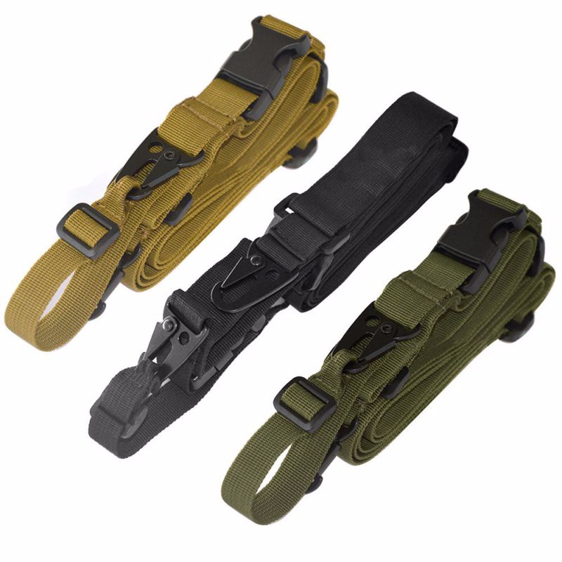 3 Point Rifle Sling Adjustable Durable Tactical Bungee Sling Swivels Airsoft Hunting Gun Strap