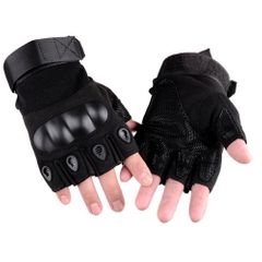 Fingerless Gloves Military Army Shooting Paintball Airsoft Motorcross Combat Hard Half Finger Glove Black M