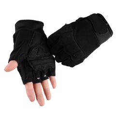 Men's Tactical Sports Fitness Weight Lifting Gym Gloves Training Fitness bodybuilding Workout Wrist Wrap Exercise Glove for Men Black L