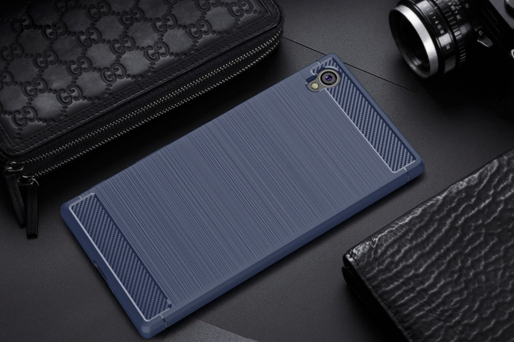 Shinwo Sony Xperia L1/Xperia E6 Smartphone Rugged Armor Carbon Fiber TPU Shock Proof Protective Case