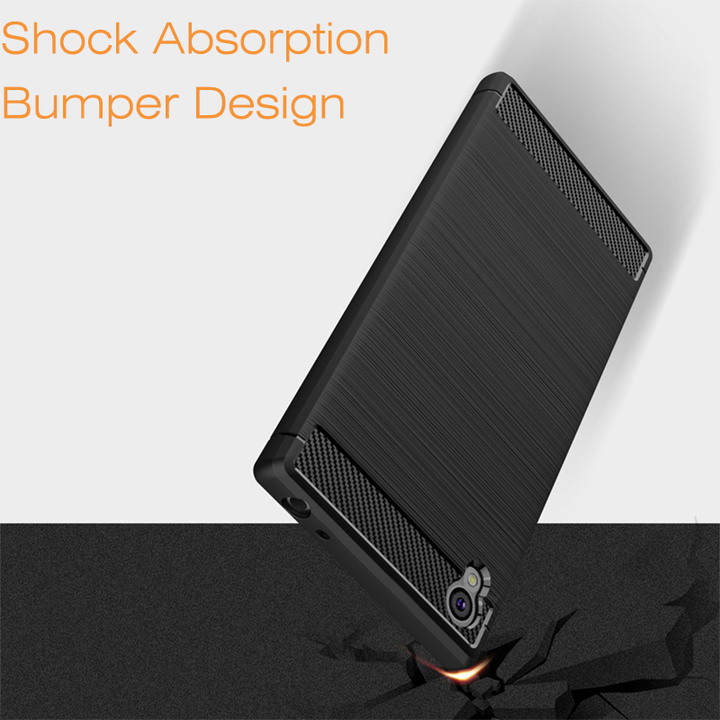 Shinwo Sony Xperia L1/Xperia E6 Smartphone Rugged Armor Carbon Fiber TPU Shock Proof Protective Case