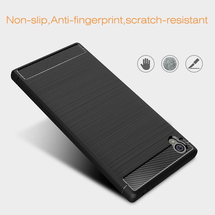 Shinwo Sony Xperia L1/Xperia E6 Smartphone Rugged Armor Carbon Fiber TPU Shock Proof Protective Case
