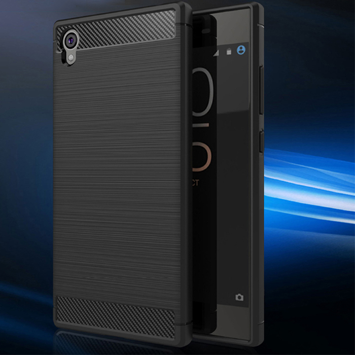 Shinwo Sony Xperia L1/Xperia E6 Smartphone Rugged Armor Carbon Fiber TPU Shock Proof Protective Case