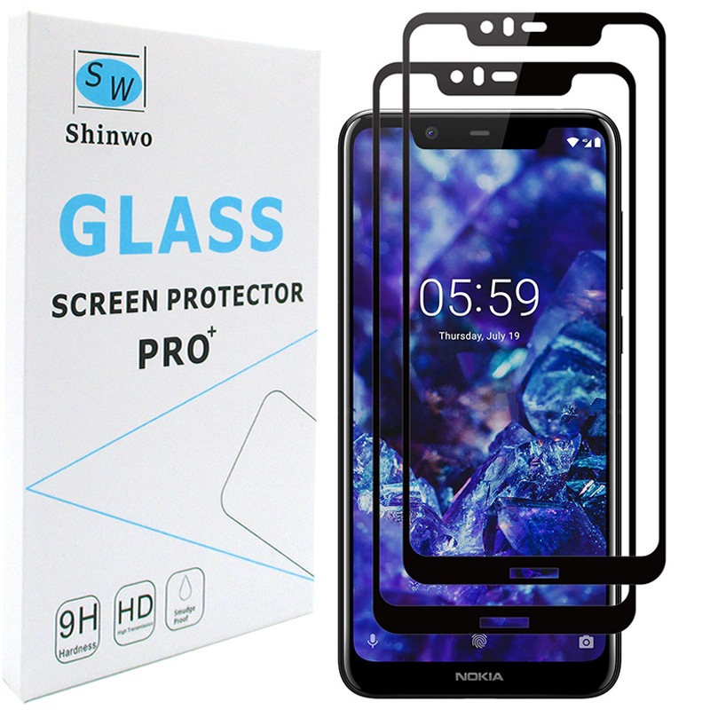 [2-Pack]-Shinwo Nokia 5.1 Plus / Nokia X5 [Full Coverage Full Glue ] Tempered Glass Screen Protector