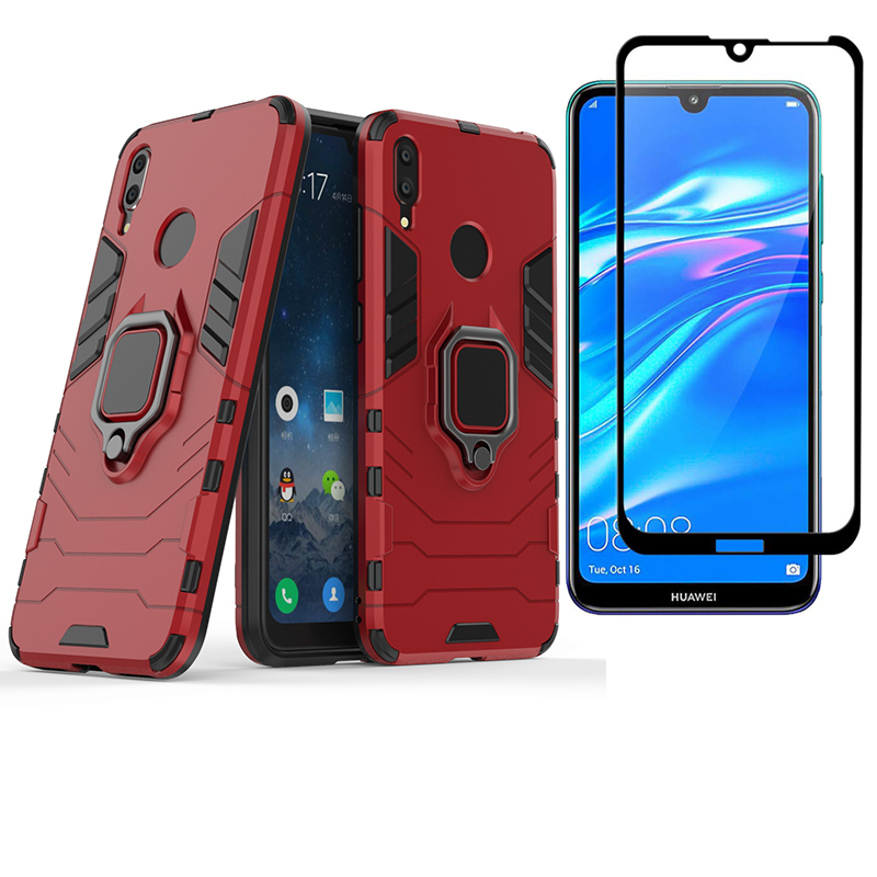 [1-Pack] Huawei Y7 2019 / Y7 Prime 2019 Phone Case + [Full Cover Tempered Glass] Screen Protector