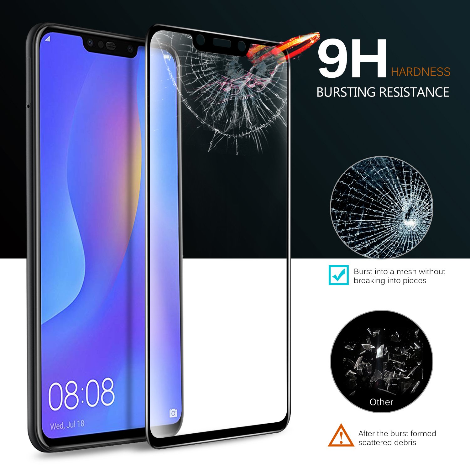 [2-PACK] Shinwo  for Huawei Nova 3i / P Smart  Plus [Full Glue Full Cover] Glass Screen Protector