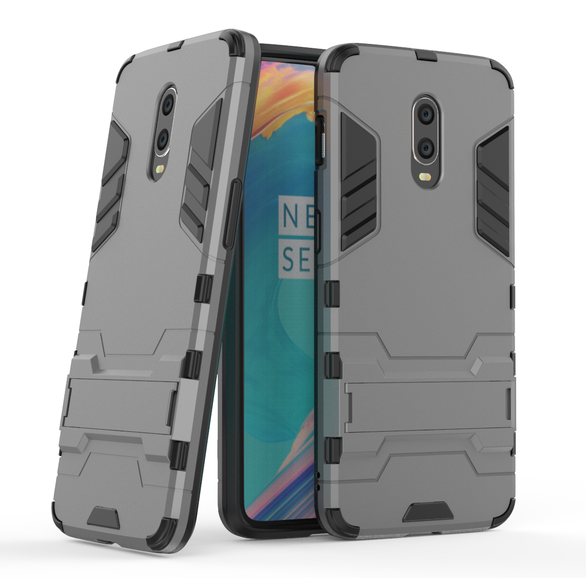 Ready Stock Oneplus 7 Oneplus 6T Phone Case Rugged Armor [Drop-protection] with Kickstand
