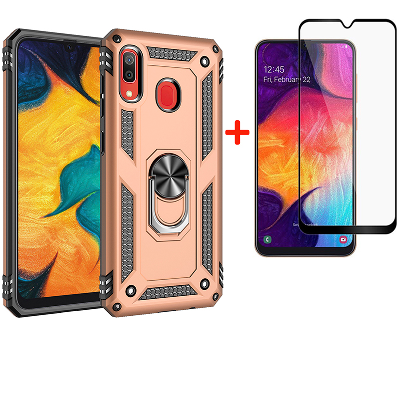 [1-Pack] Samsung Galaxy A30 Phone Case + [Full Cover Full Glue Tempered Glass] Screen Protector
