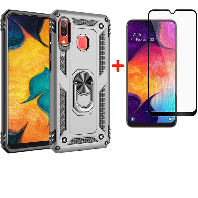 [1-Pack] Samsung Galaxy A30 Phone Case + [Full Cover Full Glue Tempered Glass] Screen Protector