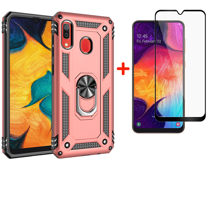 [1-Pack] Samsung Galaxy A30 Phone Case + [Full Cover Full Glue Tempered Glass] Screen Protector
