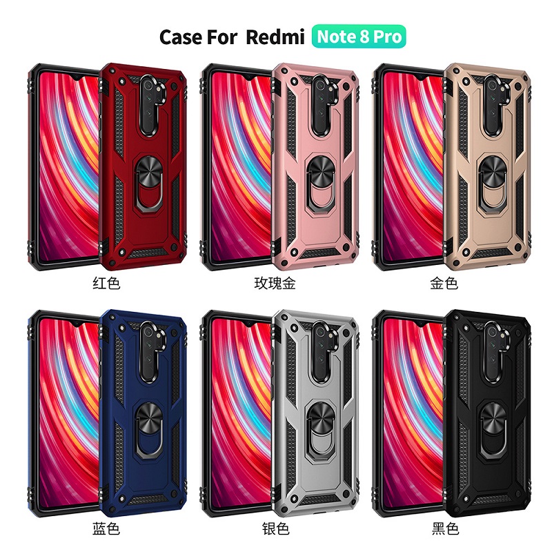 Phone Case for Xiaomi Redmi Note 8 Pro Casing [Drop-protection] with Car Magnetic Ring Holder