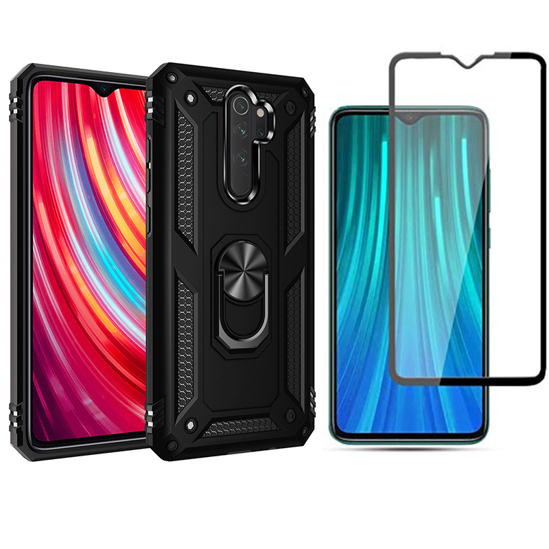 [1-Pack] Xiaomi Redmi Note 8 Pro Case With [Full Screen Cover Tempered Glass] Screen Protector