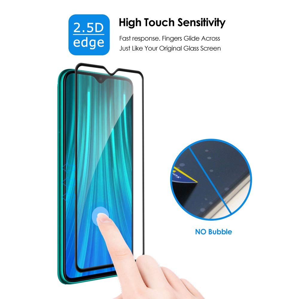 [1-Pack] Xiaomi Redmi Note 8 Pro Case With [Full Screen Cover Tempered Glass] Screen Protector