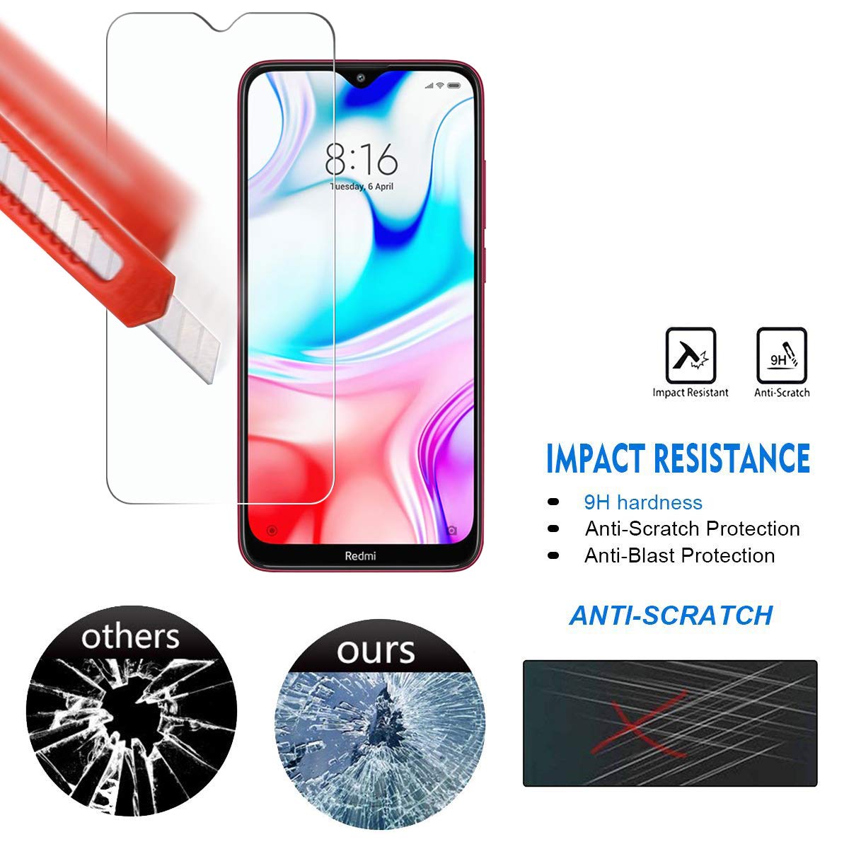 1x Xiaomi Redmi 8 Redmi 8A Phone Case + [HD Clear Tempered Glass] Screen Protector