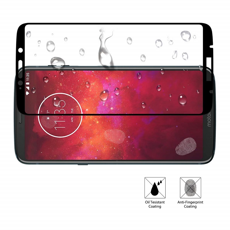 1x Motorola Moto Z3 Play Phone Case + [Full Glue Cover Tempered Glass] Screen Protector
